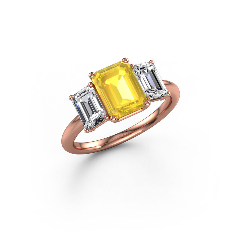 Image of Engagement ring Sandra 585 rose gold Yellow sapphire 8x6 mm
