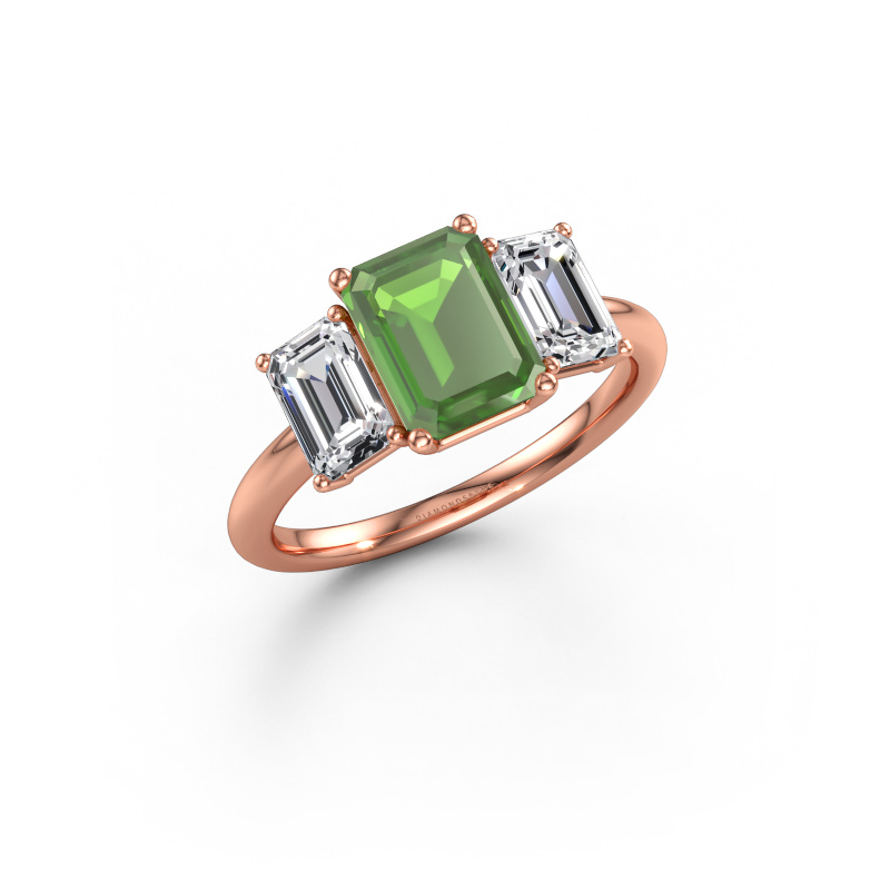 Immagine di Anello di fidanzamento Sandra 585 oro rosa Tormalina verde 8x6 mm