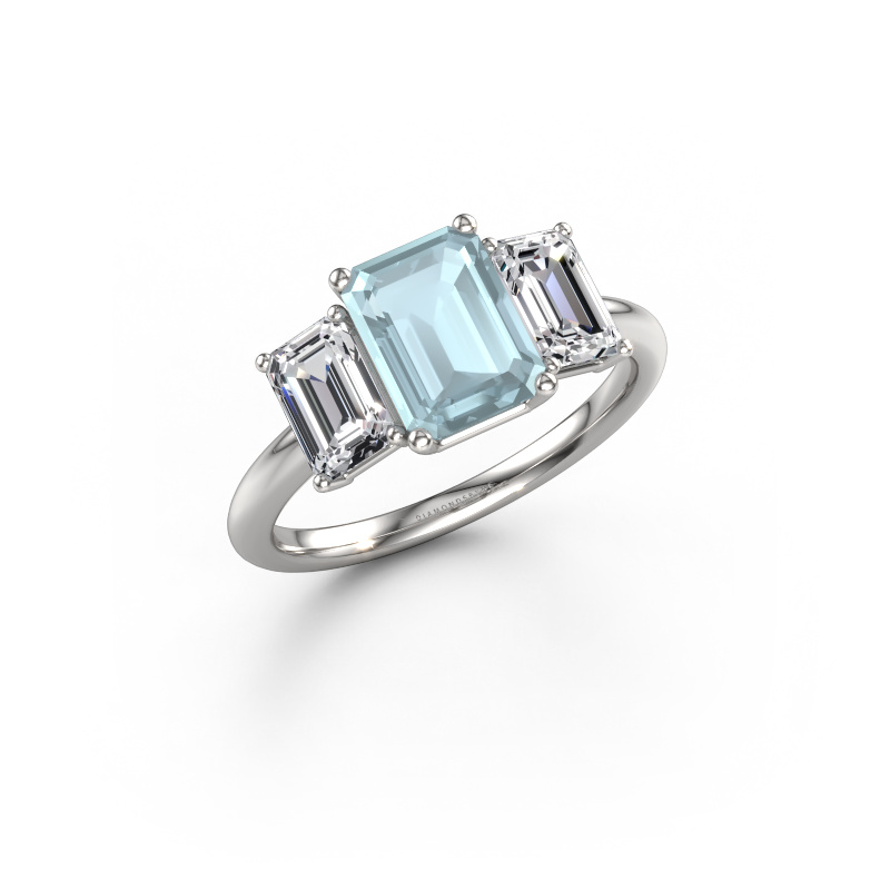 Bild von Verlobungsring Sandra 950 Platin Aquamarin 8x6 mm