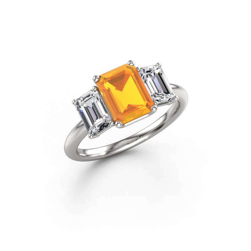 Bild von Verlobungsring Sandra 585 Weißgold Citrin 8x6 mm