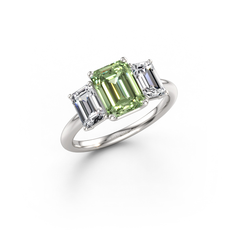 Immagine di Anello di fidanzamento Sandra 585 oro bianco Diamante lab grown verde 8x6 mm