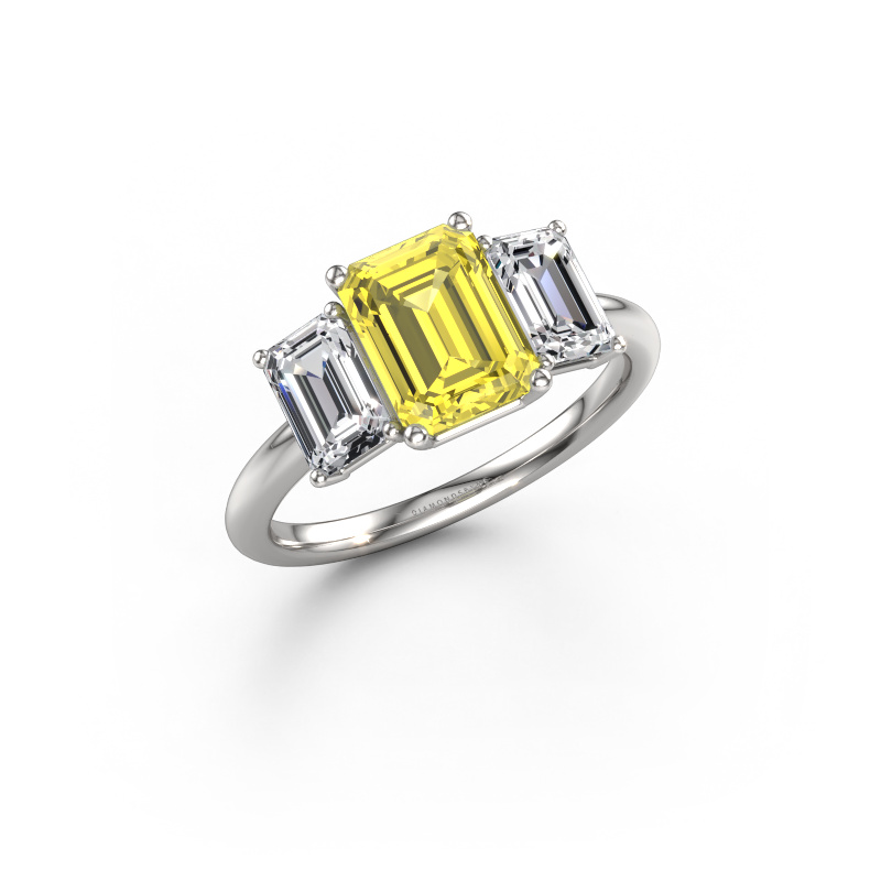 Bild von Verlobungsring Sandra 950 Platin Gelber labordiamant 8x6 mm