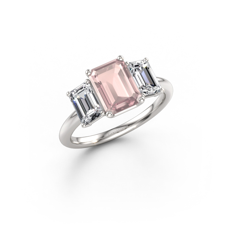 Immagine di Anello di fidanzamento Sandra 950 platino Morganite champagne 8x6 mm
