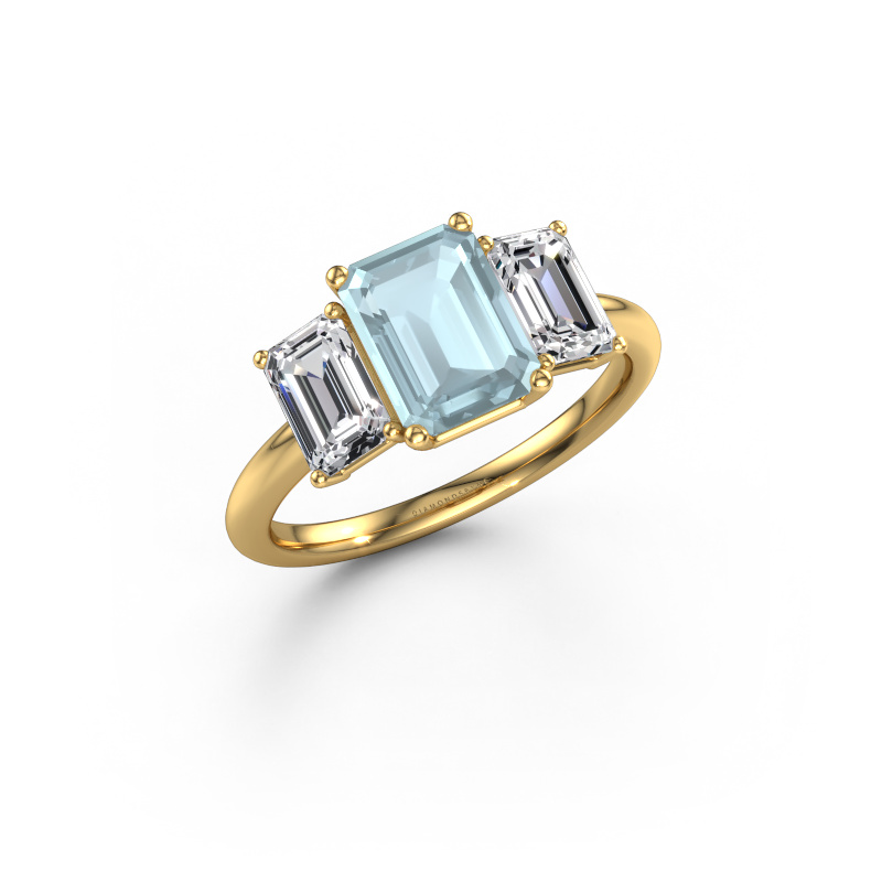 Image of Engagement ring Sandra 585 gold Aquamarine 8x6 mm