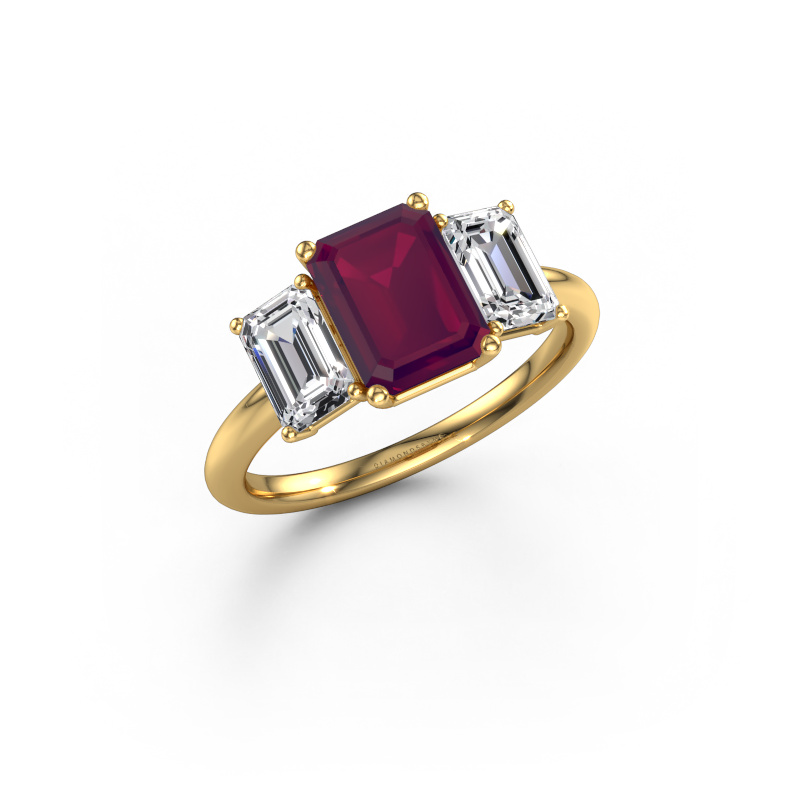 Bild von Verlobungsring Sandra 585 Gold Rhodolit 8x6 mm