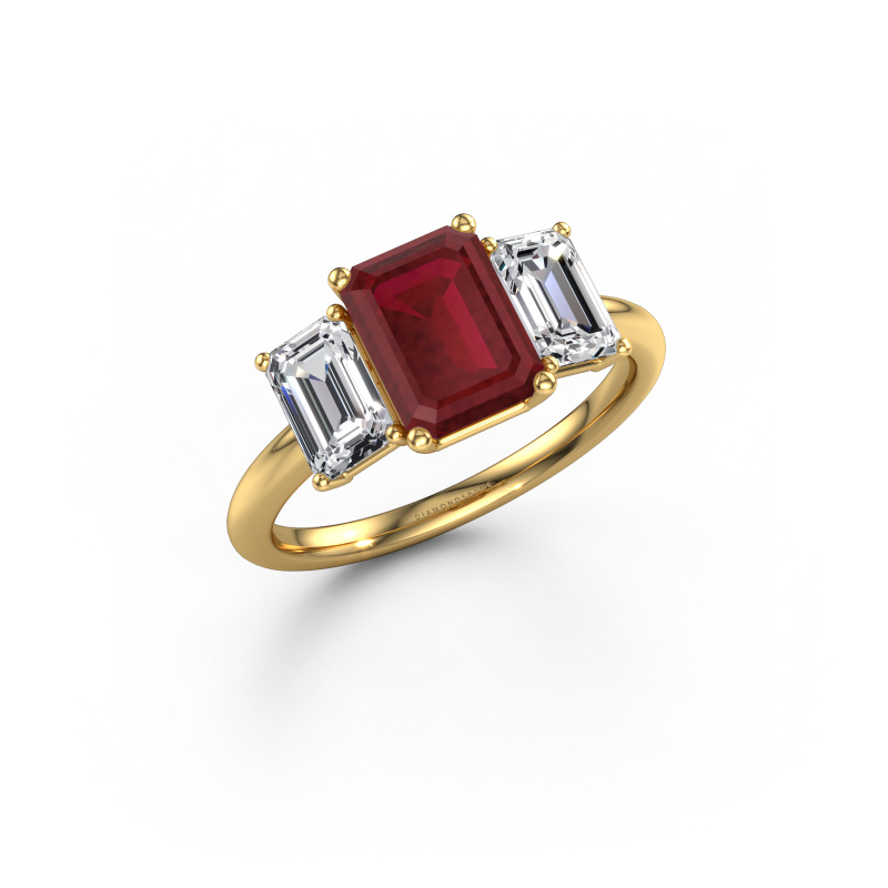 Image of Engagement ring Sandra 585 gold Ruby 8x6 mm
