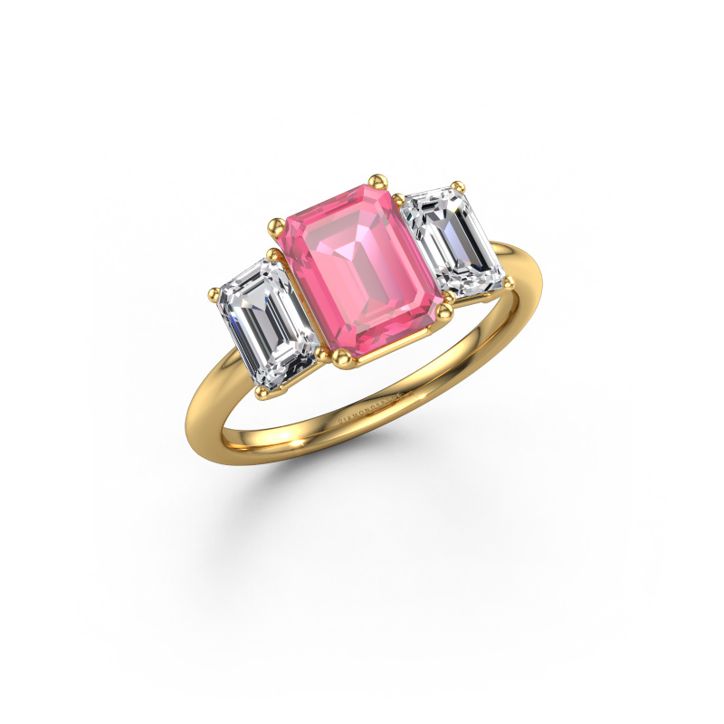 Image of Engagement ring Sandra 585 gold Pink sapphire 8x6 mm