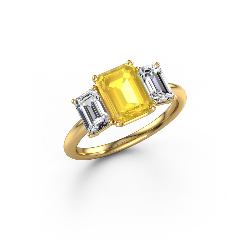 Image of Engagement ring Sandra 585 gold Yellow sapphire 8x6 mm