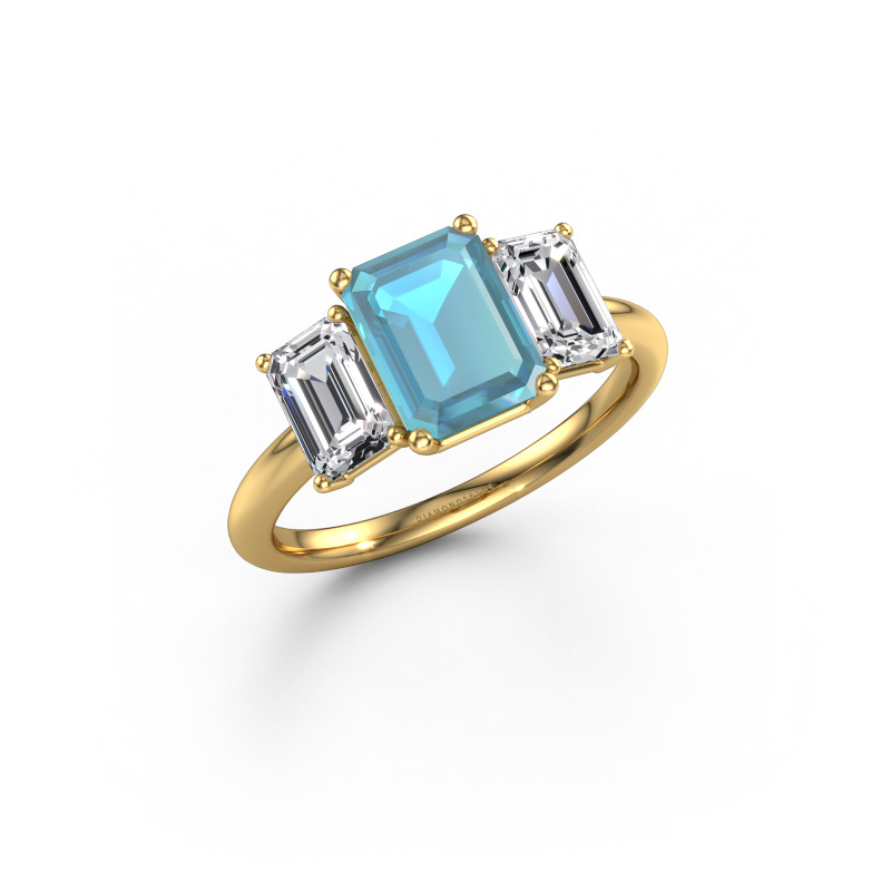 Image of Engagement ring Sandra 585 gold Blue topaz 8x6 mm
