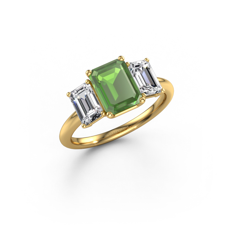 Image of Engagement ring Sandra 585 gold Tourmaline green 8x6 mm