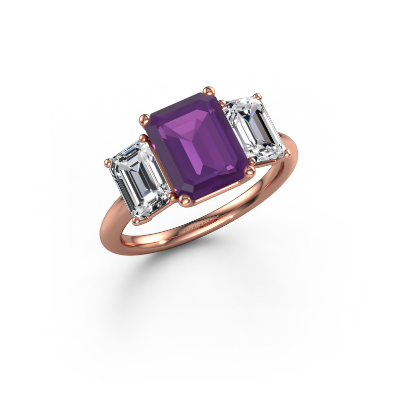 Bild von Verlobungsring Sandra 585 Roségold Amethyst 9x7 mm