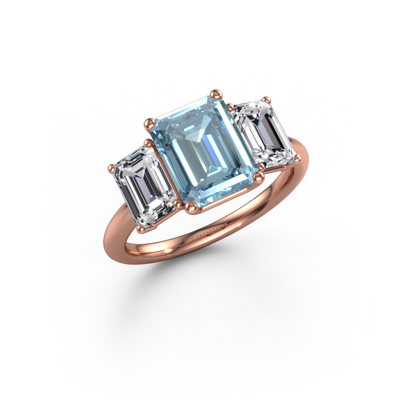 Image of Engagement ring Sandra 585 rose gold Blue lab grown diamond 9x7 mm