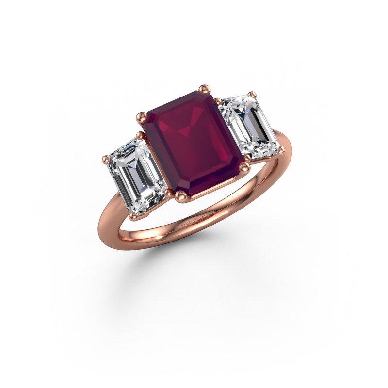 Image of Engagement ring Sandra 585 rose gold Rhodolite 9x7 mm