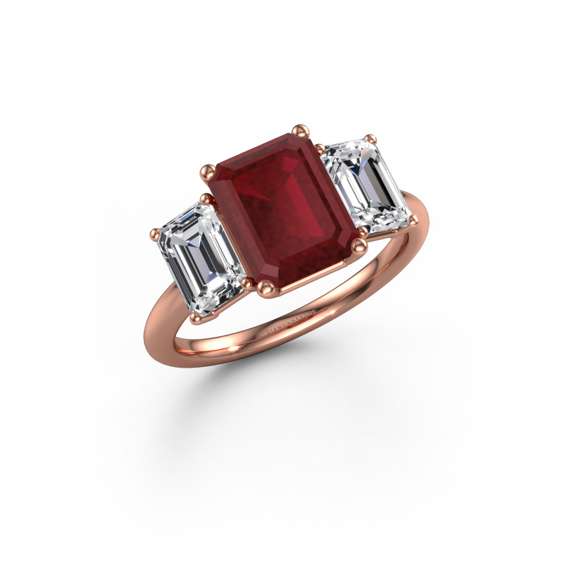 Image of Engagement ring Sandra 585 rose gold Ruby 9x7 mm