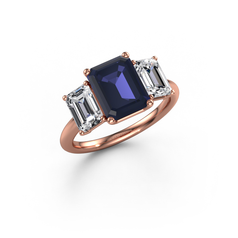 Image of Engagement ring Sandra 585 rose gold Sapphire 9x7 mm