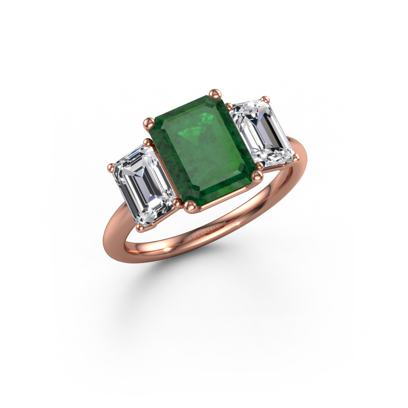 Image of Engagement ring Sandra 585 rose gold Emerald 9x7 mm