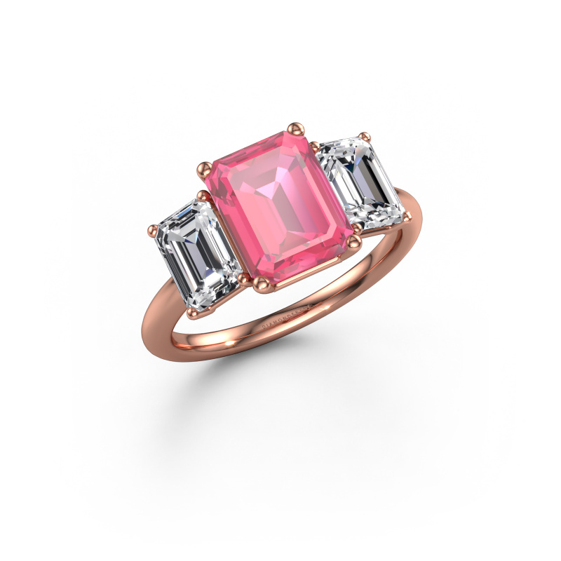 Image of Engagement ring Sandra 585 rose gold Pink sapphire 9x7 mm