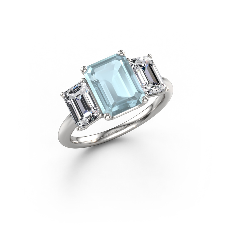 Bild von Verlobungsring Sandra 950 Platin Aquamarin 9x7 mm