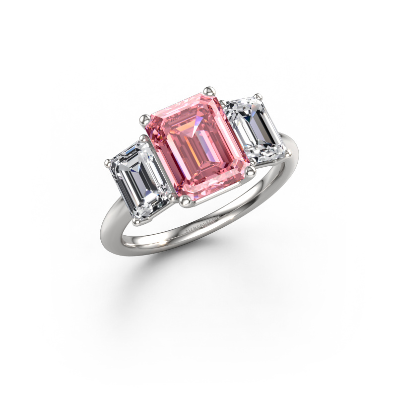 Image of Engagement ring Sandra 950 platinum Pink lab grown diamond 9x7 mm