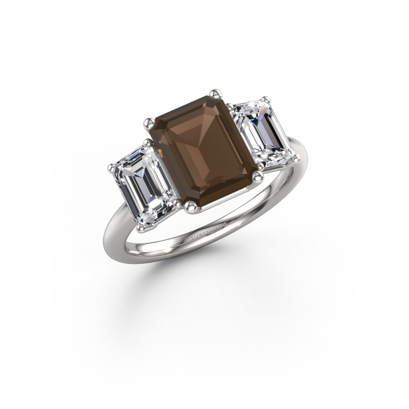 Afbeelding van Verlovingsring Sandra 585 witgoud Rookkwarts 9x7 mm