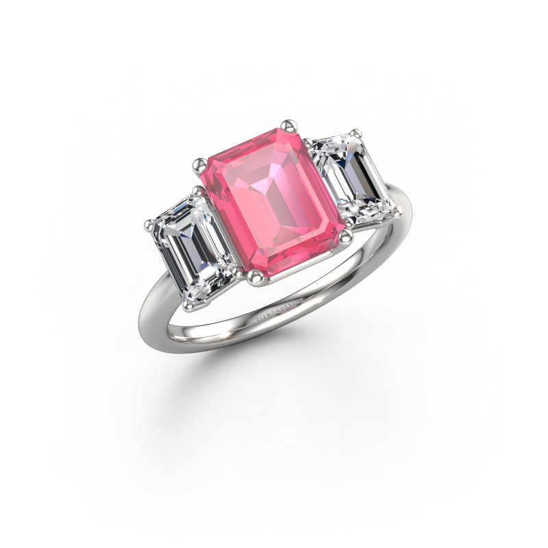 Bild von Verlobungsring Sandra 585 Weißgold Pink Saphir 9x7 mm