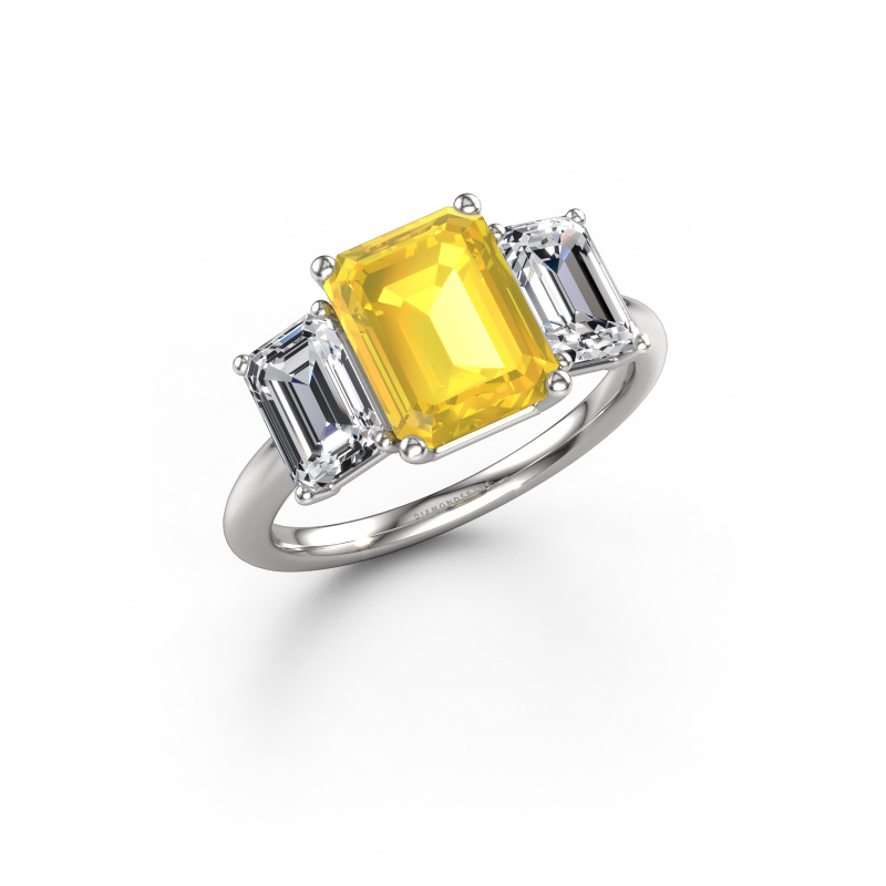 Image de Bague de fiançailles Sandra 585 or blanc Saphir jaune 9x7 mm