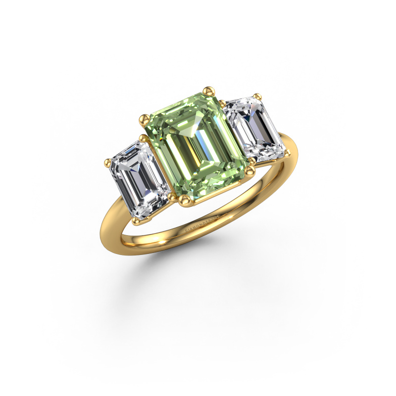 Image of Engagement ring Sandra 585 gold Green lab grown diamond 9x7 mm