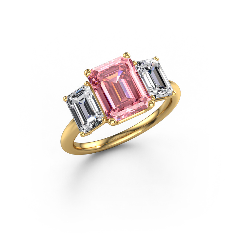 Image of Engagement ring Sandra 585 gold Pink lab grown diamond 9x7 mm