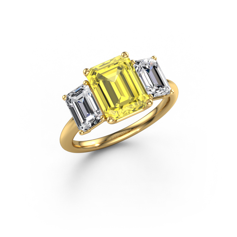 Image de Bague de fiançailles Sandra 585 or jaune Diamants synthétiques jaune 9x7 mm