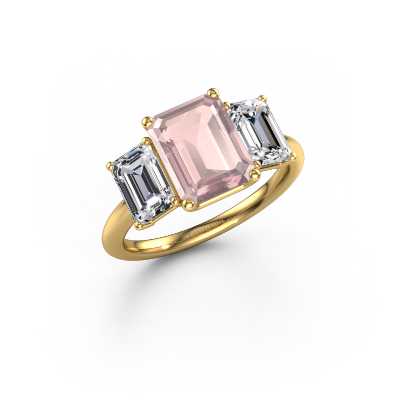 Image de Bague de fiançailles Sandra 585 or jaune Champagne morganite 9x7 mm
