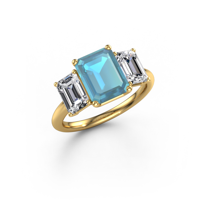 Image of Engagement ring Sandra 585 gold Blue topaz 9x7 mm