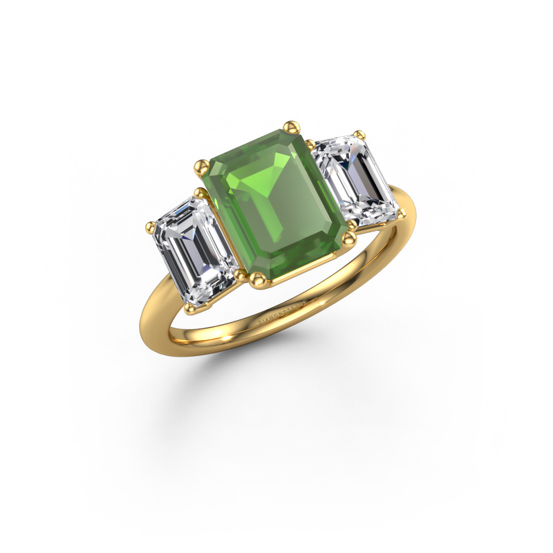 Image de Bague de fiançailles Sandra 585 or jaune Vert tourmaline 9x7 mm