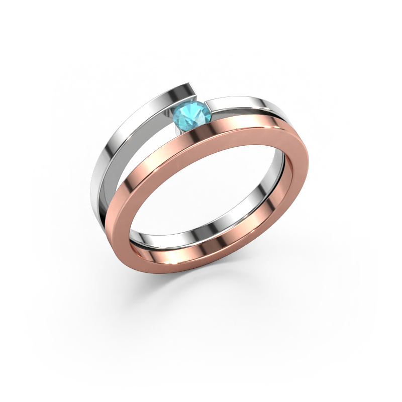 Image de Bague Sandy 585 or rose Topaze bleue 3.4 mm