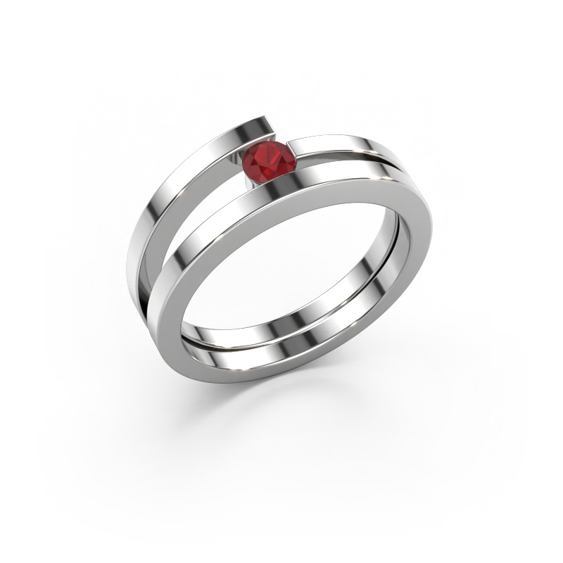 Image of Ring Sandy 585 white gold Ruby 3.4 mm