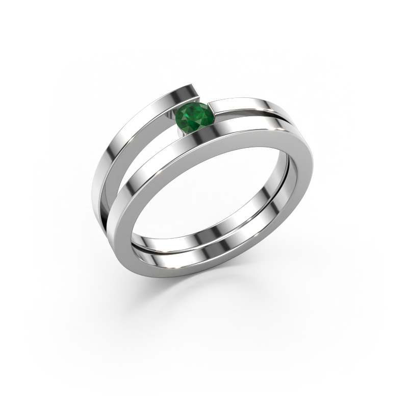 Image of Ring Sandy 585 white gold Emerald 3.4 mm