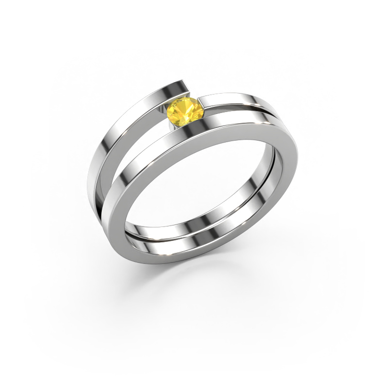 Image of Ring Sandy 585 white gold Yellow sapphire 3.4 mm