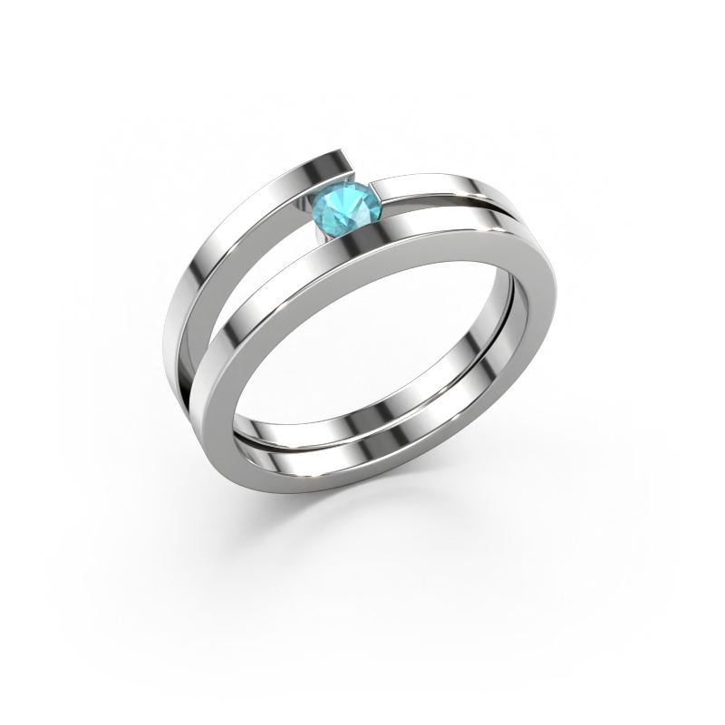 Image of Ring Sandy 585 white gold Blue topaz 3.4 mm