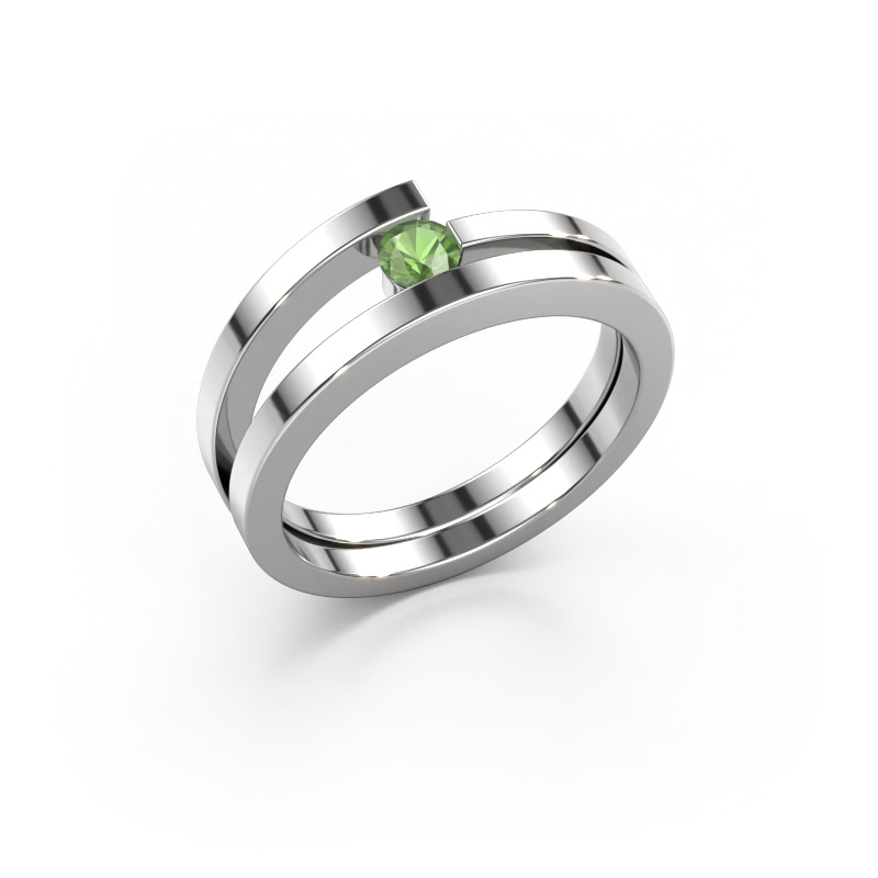 Image of Ring Sandy 585 white gold Tourmaline green 3.4 mm