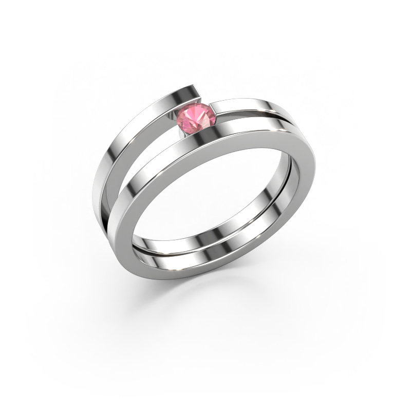 Image of Ring Sandy 585 white gold Tourmaline pink 3.4 mm