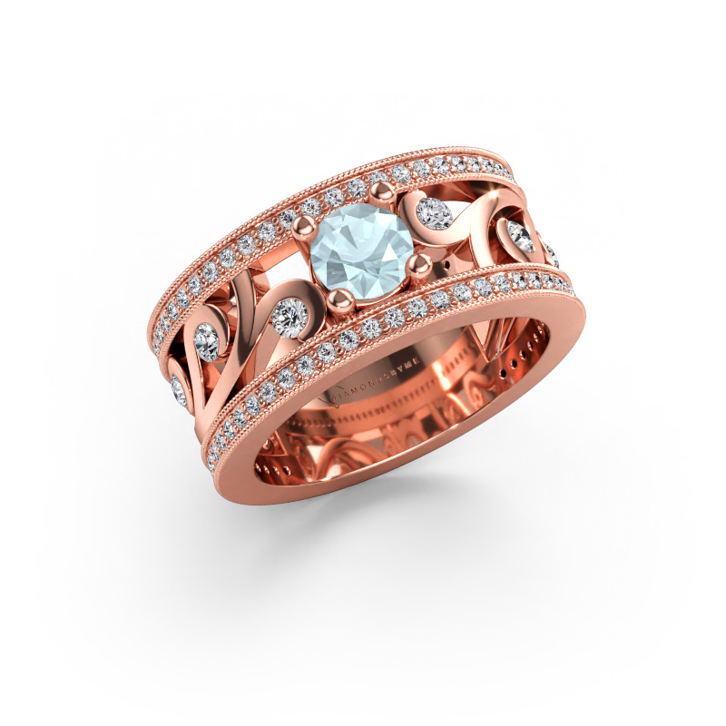 Immagine di Anello Sanne 585 oro rosa Acquamarina 5 mm