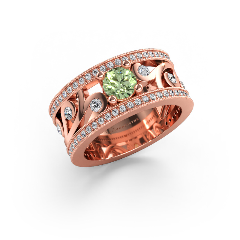 Immagine di Anello Sanne 585 oro rosa Diamante lab grown verde 5 mm