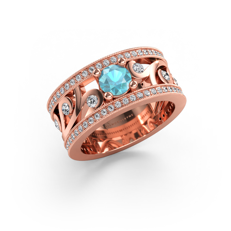 Immagine di Anello Sanne 585 oro rosa Topazio blu 5 mm
