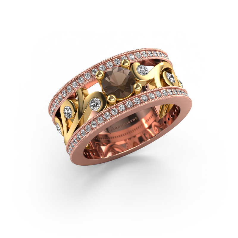 Image of Ring Sanne 585 rose gold Smokey quartz 5 mm