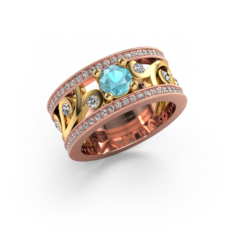 Bild von Ring Sanne 585 Roségold Blau Topas 5 mm