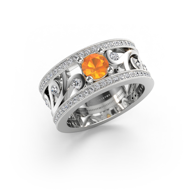 Image de Bague Sanne 585 or blanc Citrine 5 mm