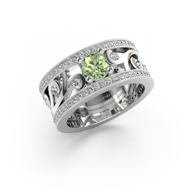 Immagine di Anello Sanne 585 oro bianco Diamante lab grown verde 5 mm