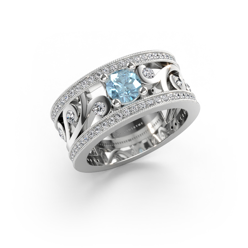 Immagine di Anello Sanne 585 oro bianco Diamante lab grown blu 5 mm