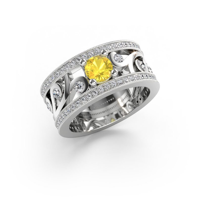Image de Bague Sanne 585 or blanc Saphir jaune 5 mm