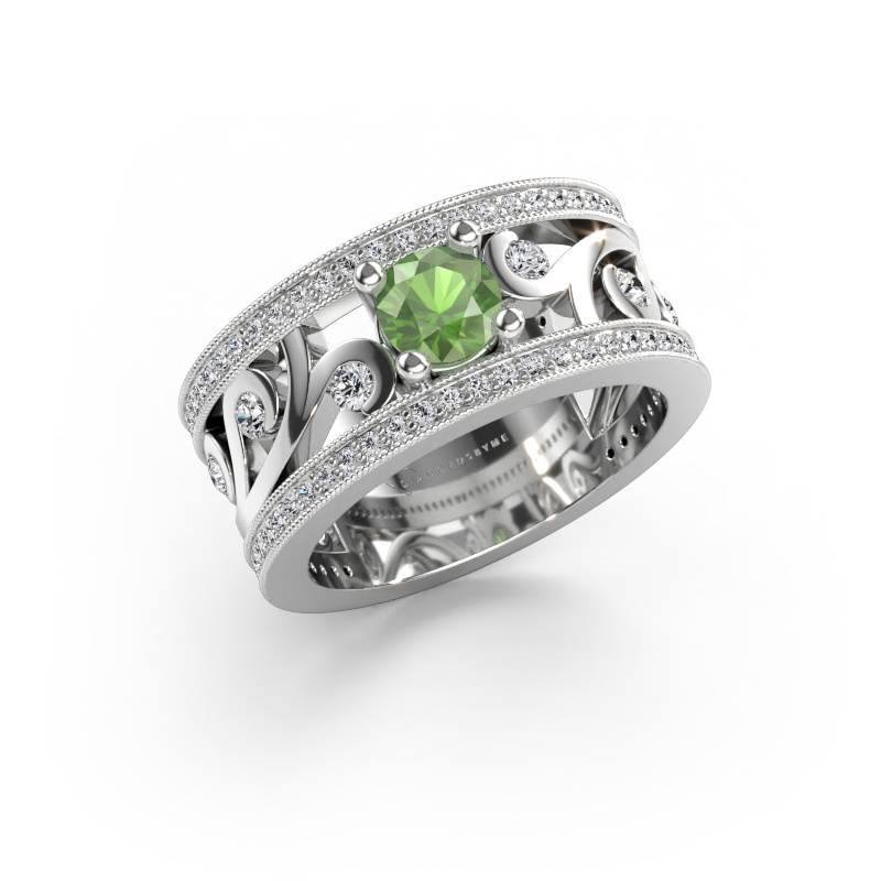 Immagine di Anello Sanne 585 oro bianco Tormalina verde 5 mm