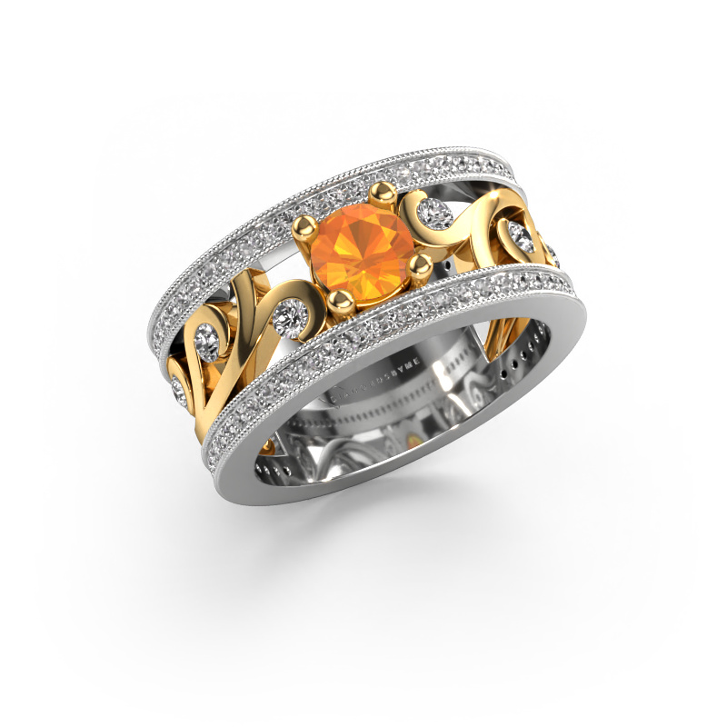 Image de Bague Sanne 585 or blanc Citrine 5 mm